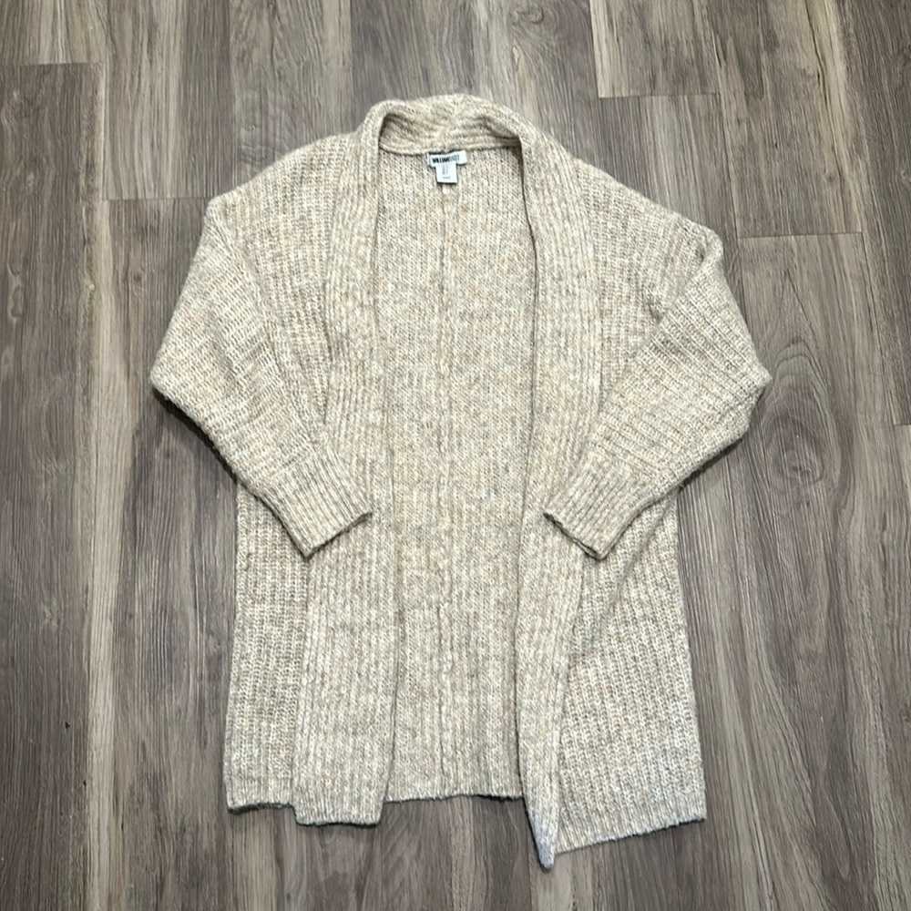🤍 William Rast Oatmeal Chunky Knit Oversized Open Front Cardigan S